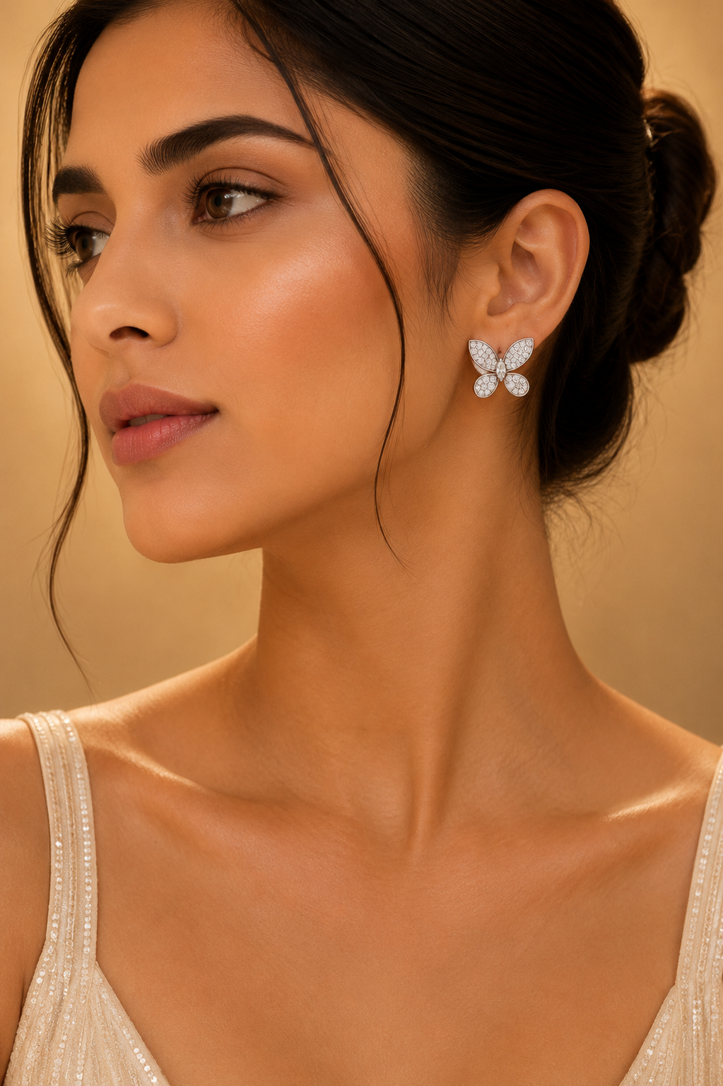 18K White Gold Marquise Diamond Butterfly Earrings
