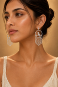 18K White Gold Diamond Tassel Earrings