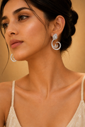 18K White Gold Diamond Spiral Earrings