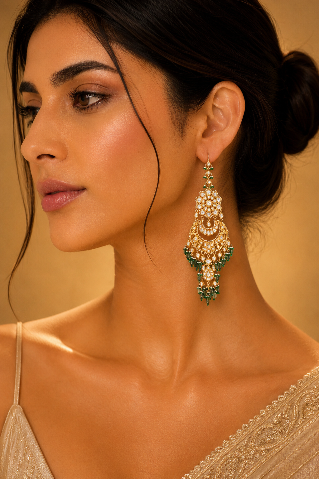 18K Yellow Gold Diamond Jhumka Earrings