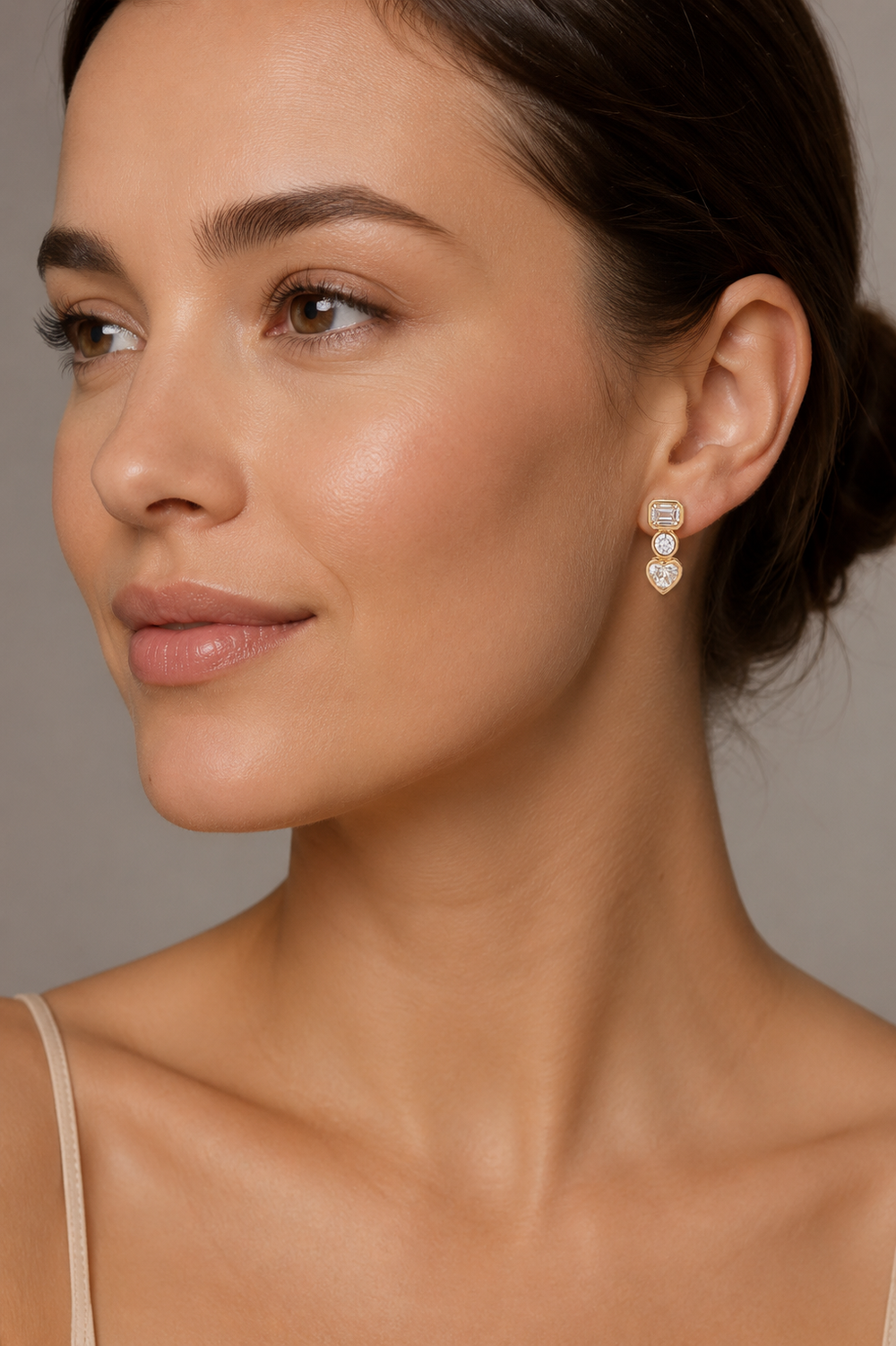 18K Yellow Gold Diamond Shield Drop Earrings