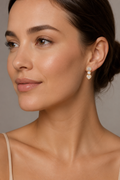 18K Yellow Gold Diamond Shield Drop Earrings