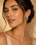 18K White Gold Diamond Ribbon Drop Earrings