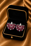 18K White Gold Ruby Diamond Chandelier Earrings