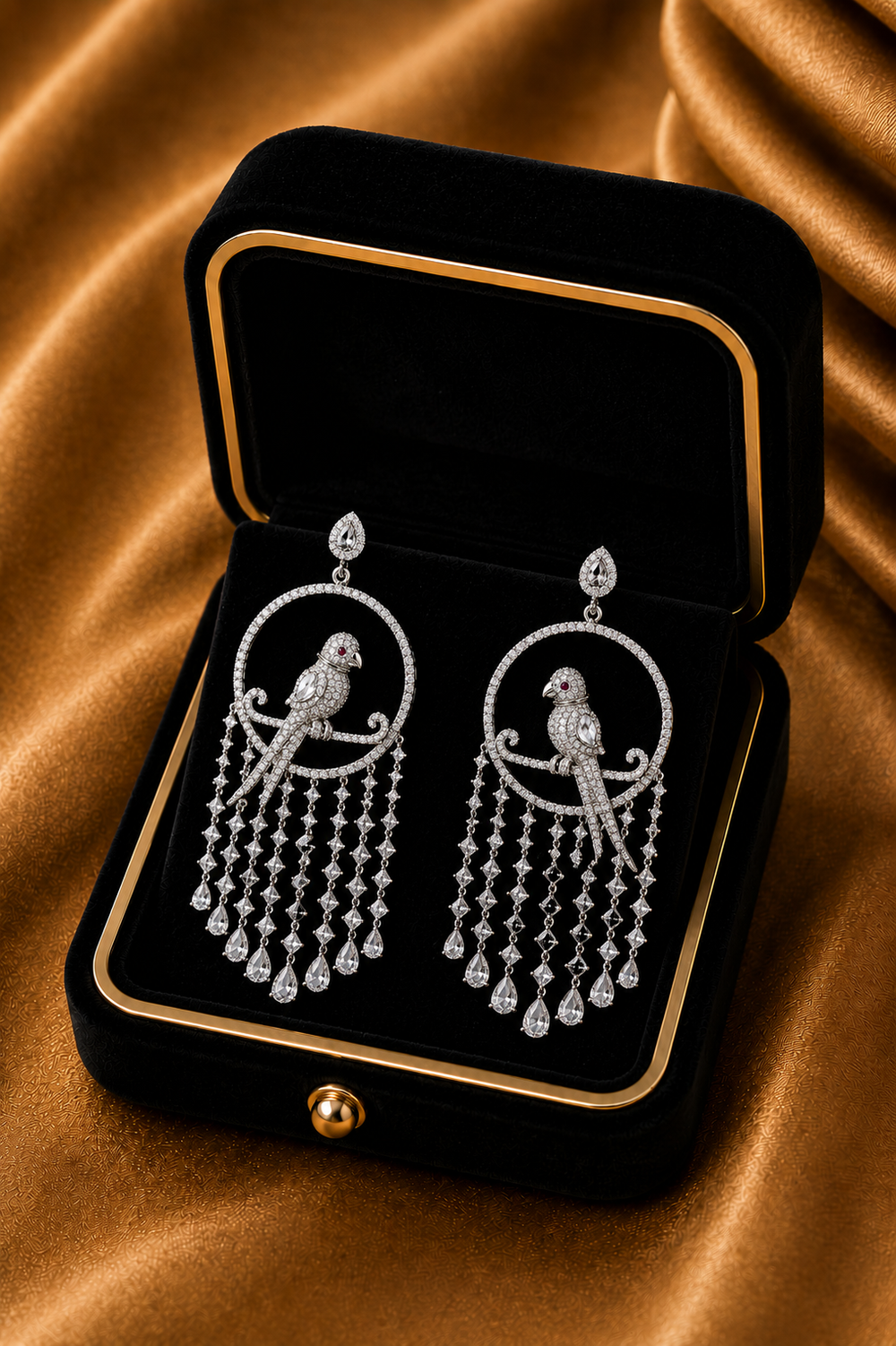 18K White Gold Diamond Tassel Earrings