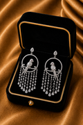 18K White Gold Diamond Tassel Earrings