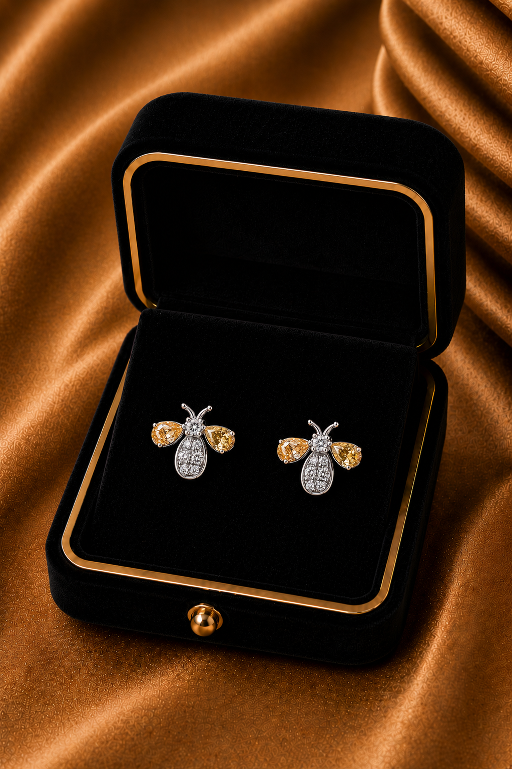 18K White Gold Yellow Diamond Butterfly Earrings