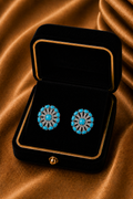 18K White Gold Ruby Floral Diamond Stud Earrings