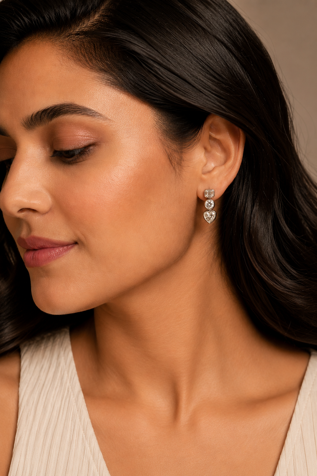 Geometric Diamond Drop Earrings in 18K White Gold | Luxury Fine Jewellery