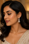 18K White Gold Diamond Jhumka Earrings