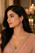 18K White Gold Ruby Diamond Chandelier Earrings