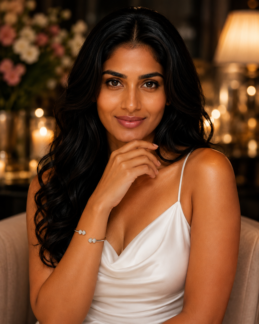 Asterica Twisted Diamond Bracelet in 18K White Gold