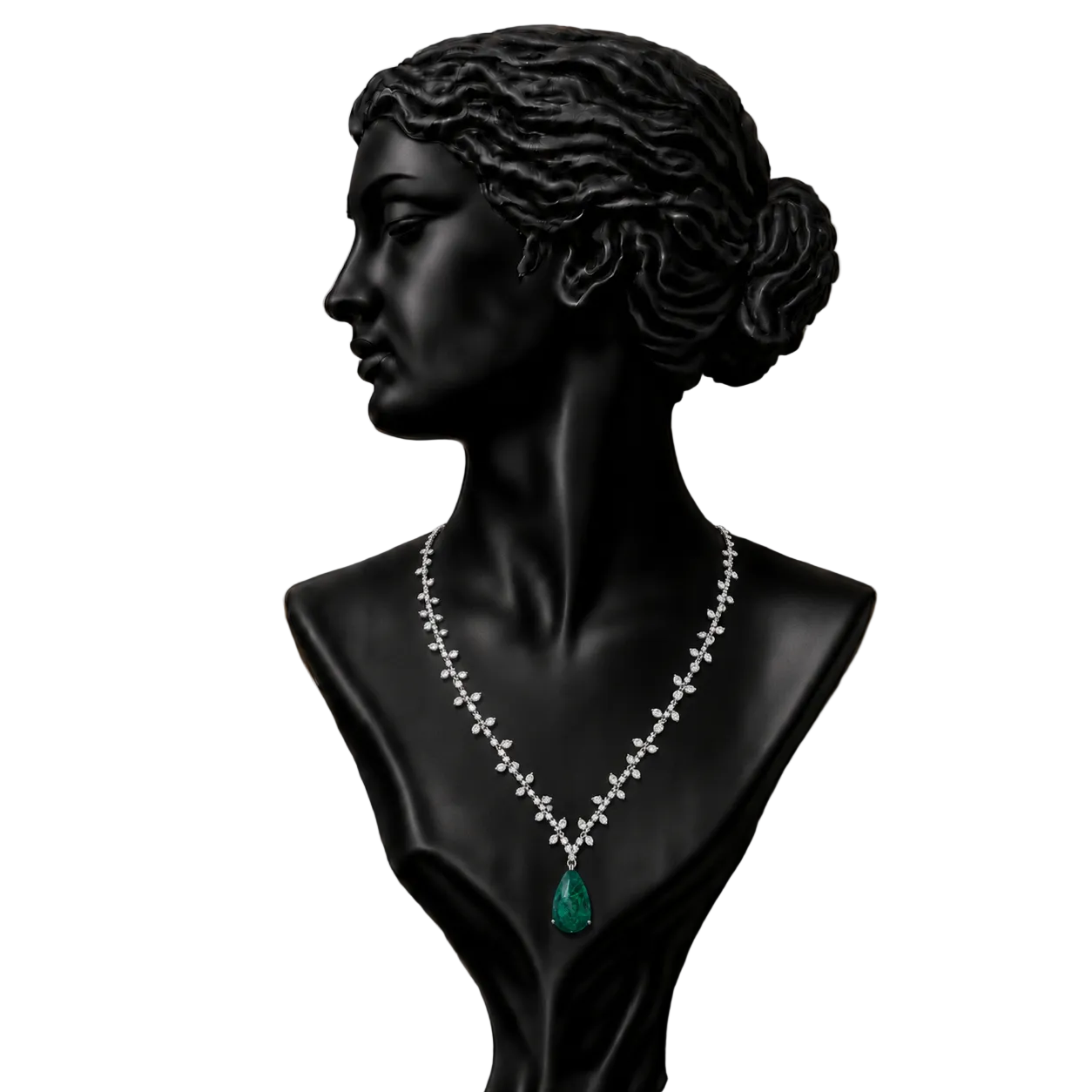 Emerald Dew Drop Diamond Necklace in 18K Gold | Luxury Fine Jewellery