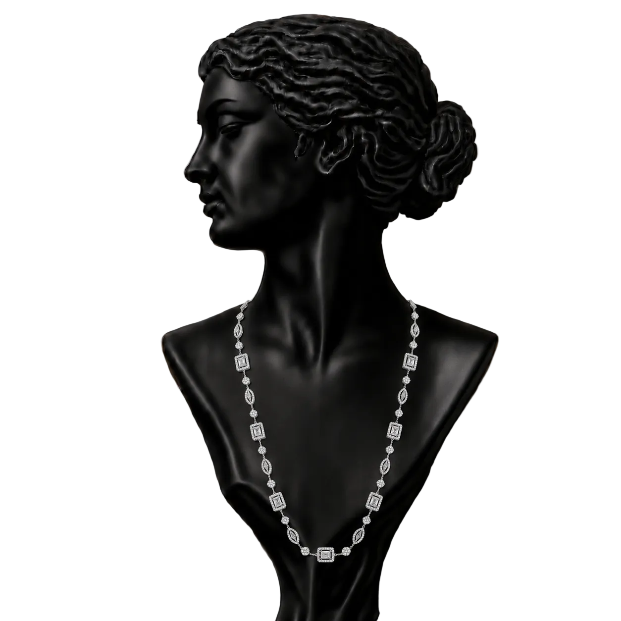 Elegant Diamond Curve Necklace in 18K Gold