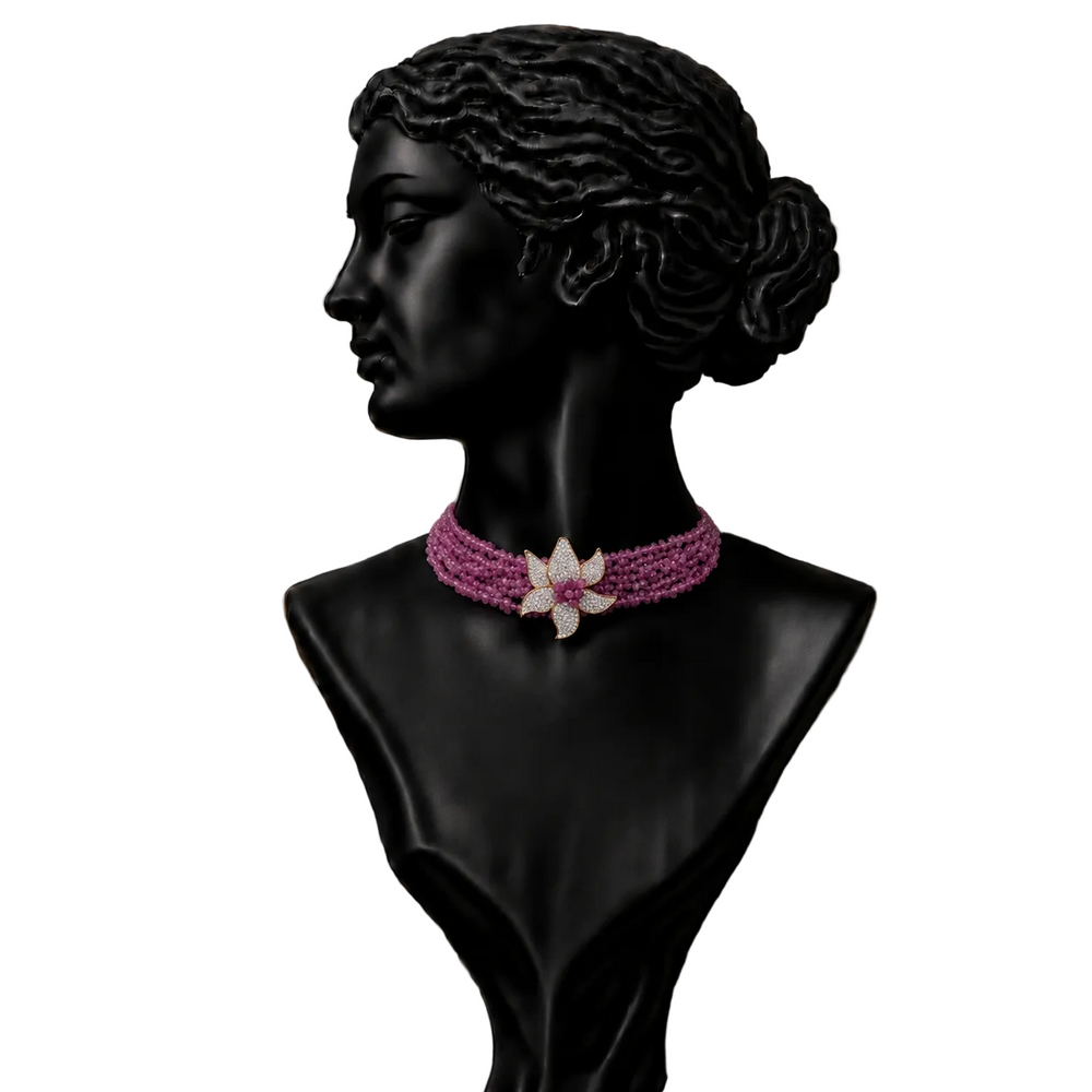Regal Ruby Polki Statement Necklace in 18K Gold | Luxury Heritage Fine Jewellery