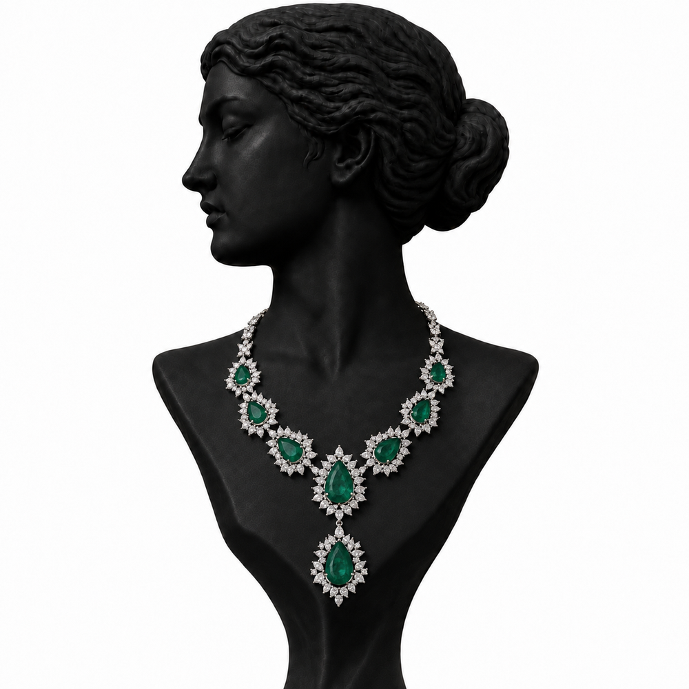 Imperial Diamond Waterfall Statement Necklace in 18K Gold | Luxury High Jewellery