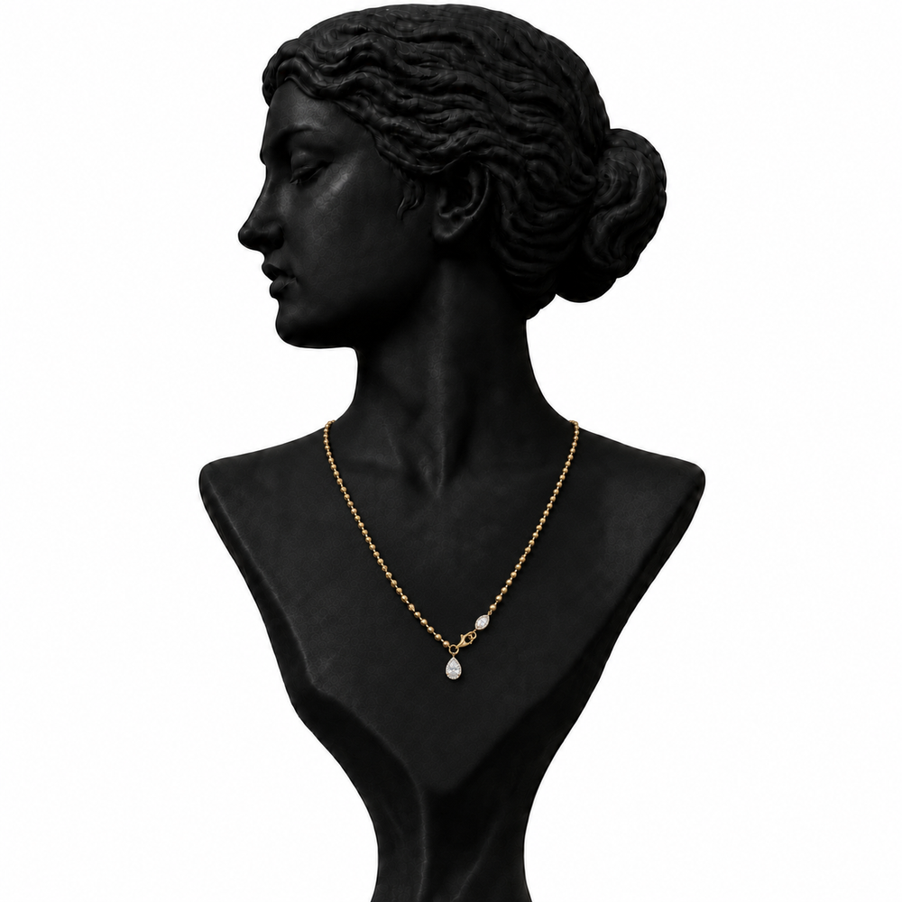 18K Yellow Gold Diamond Drop Pendant Necklace