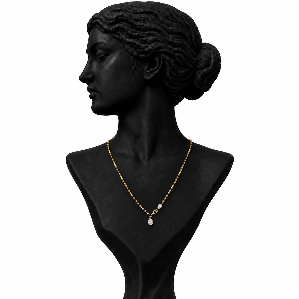 18K Yellow Gold Diamond Drop Pendant Necklace