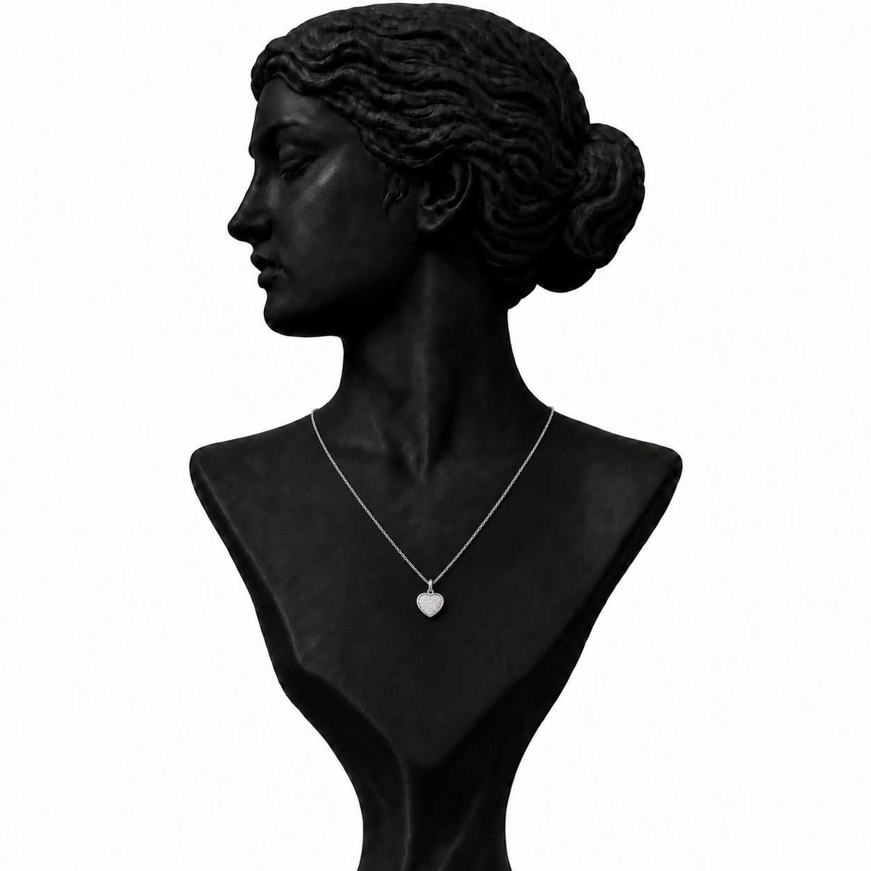 18K White Gold Heart Diamond Pendant Necklace