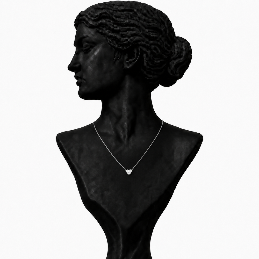18K White Gold Diamond Solitaire Pendant Necklace