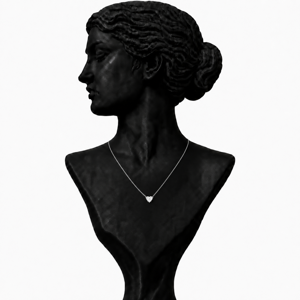 18K White Gold Diamond Solitaire Pendant Necklace