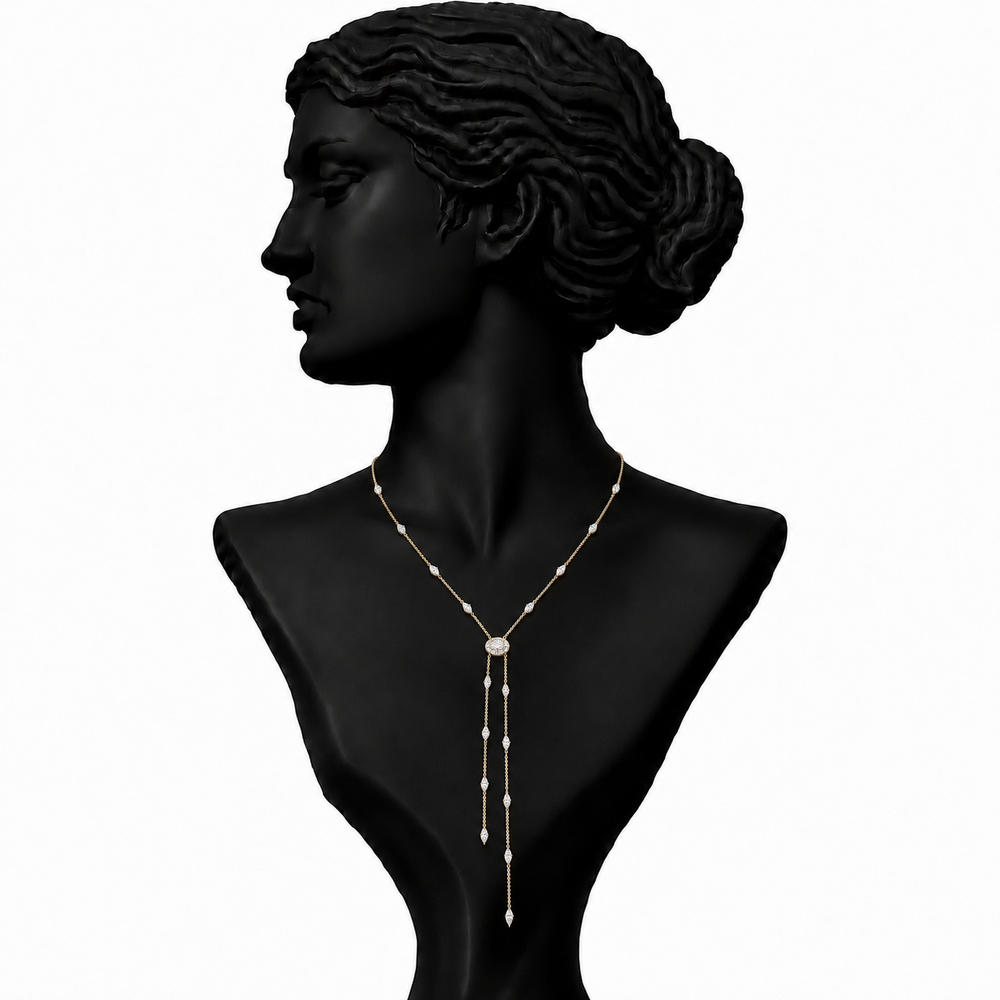 Celeste Diamond Lariat Necklace in 18K Gold | Luxury Fine Jewellery