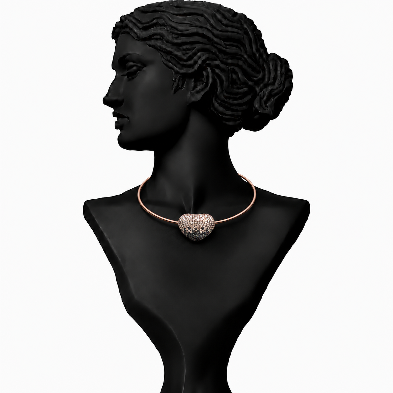Disco Heart Ombre Diamond Necklace in 18K Gold | Luxury Heart Jewellery