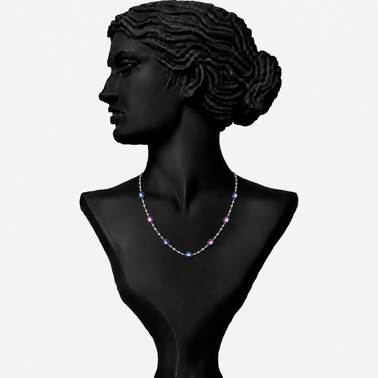 Multi Diamond Statement Necklace in 18K Gold