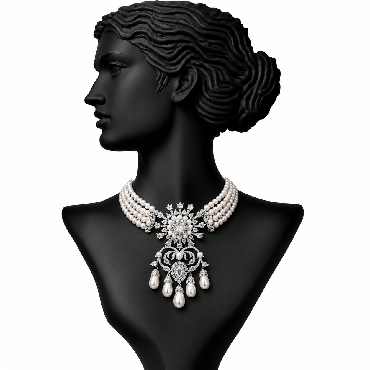 Regalia Pearl Drop Diamond Choker Necklace in 18K Gold | Luxury Fine Jewellery