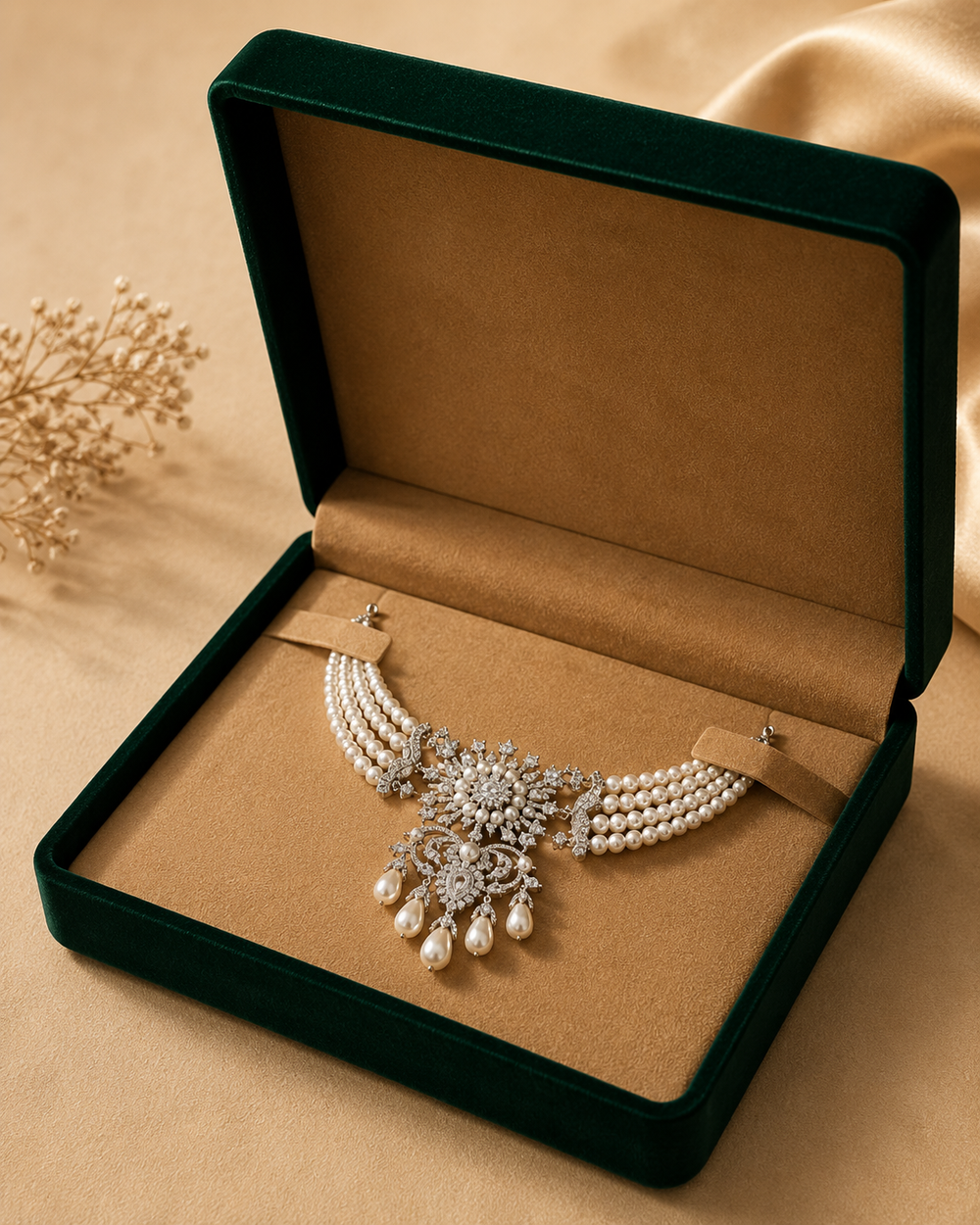 Regalia Pearl Drop Diamond Choker Necklace in 18K Gold | Luxury Fine Jewellery
