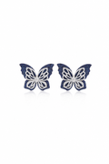 18K White Gold Blue Gemstone Butterfly Earrings