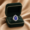 Sapphire Marquis Diamond Ring in 18K White Gold