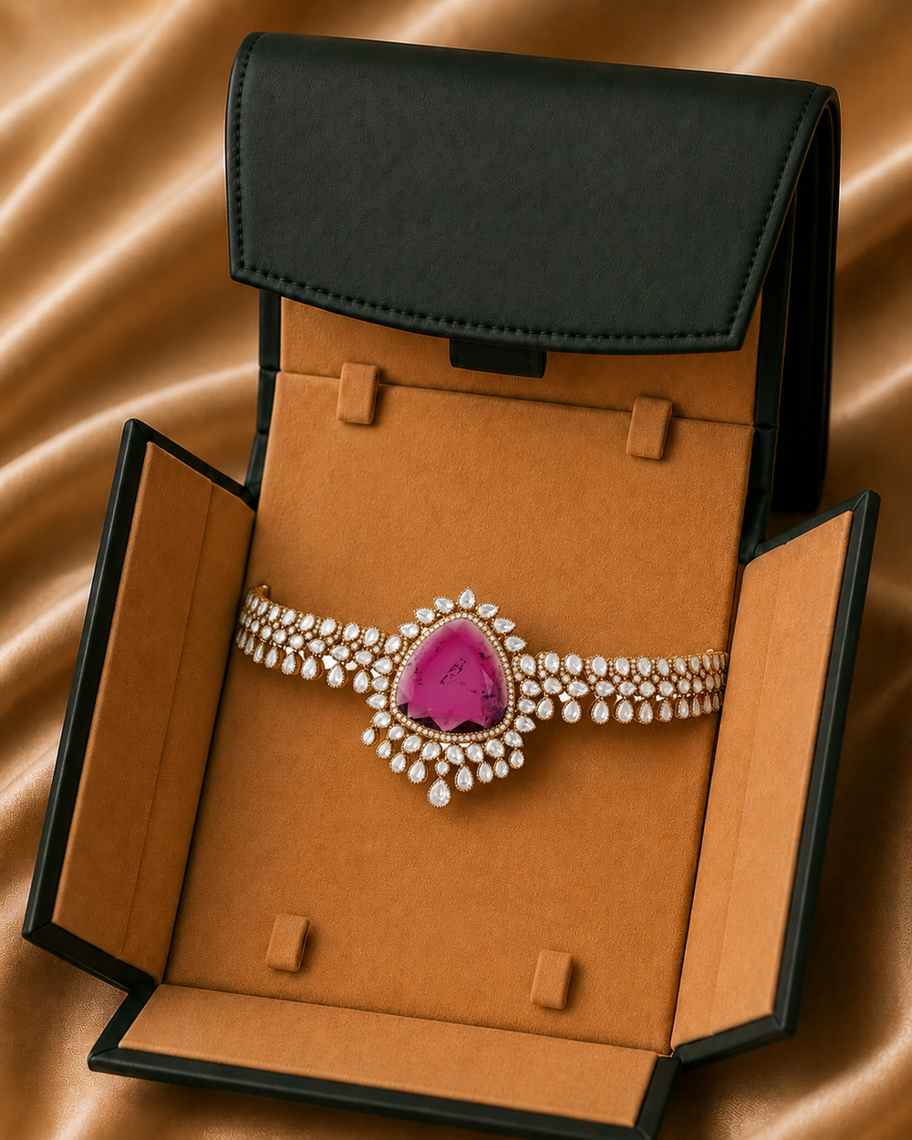Ruby Blossom Diamond Pendant Necklace in 18K Gold | Luxury Fine Jewellery