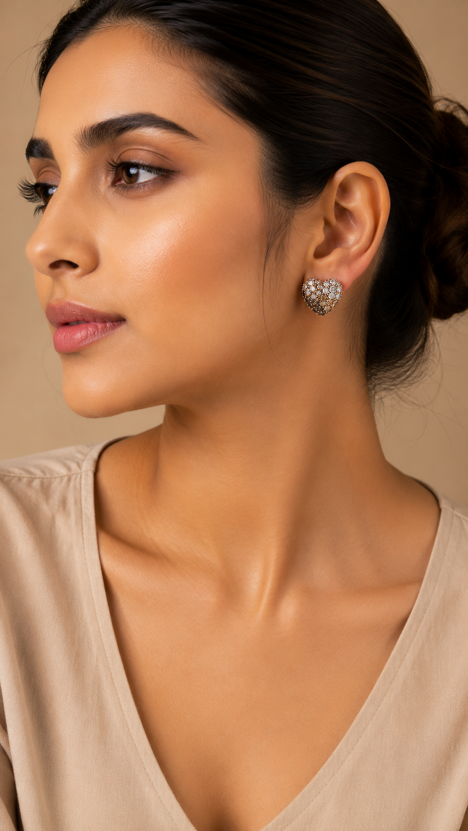 18K ombre Disco Heart Earrings