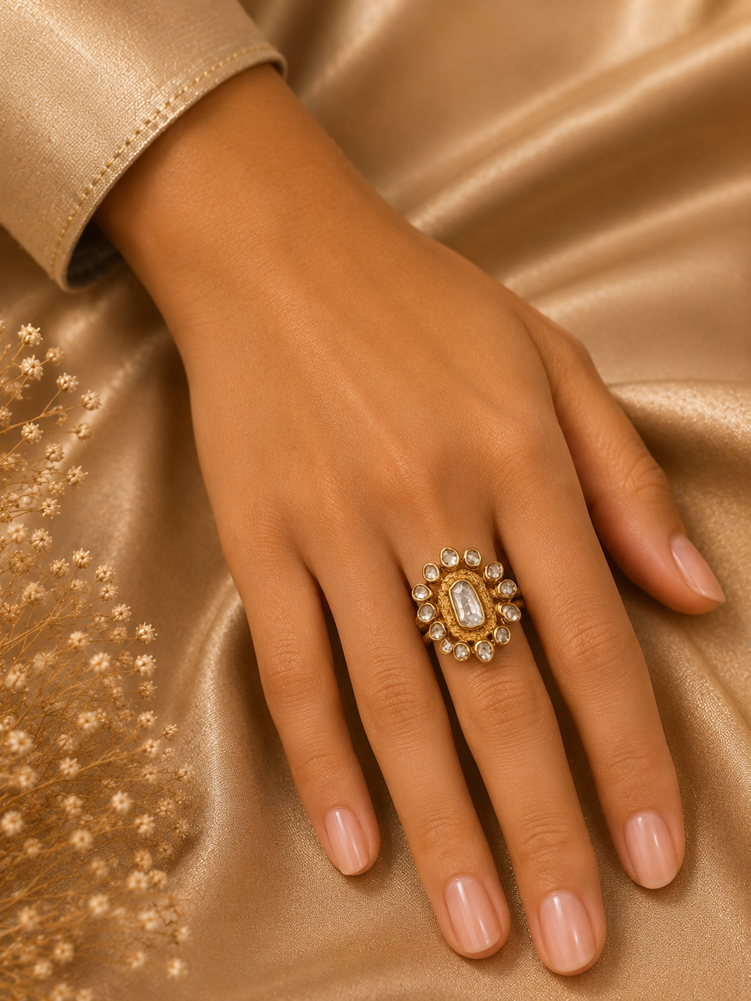 Aurora Sunburst polki Ring