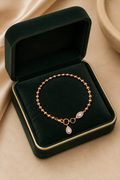 18K White Gold Diamond Charm Beaded Bracelet