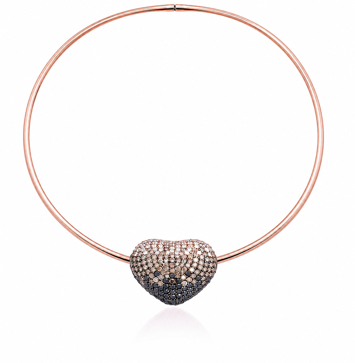 Disco Heart Ombre Diamond Necklace in 18K Gold | Luxury Heart Jewellery