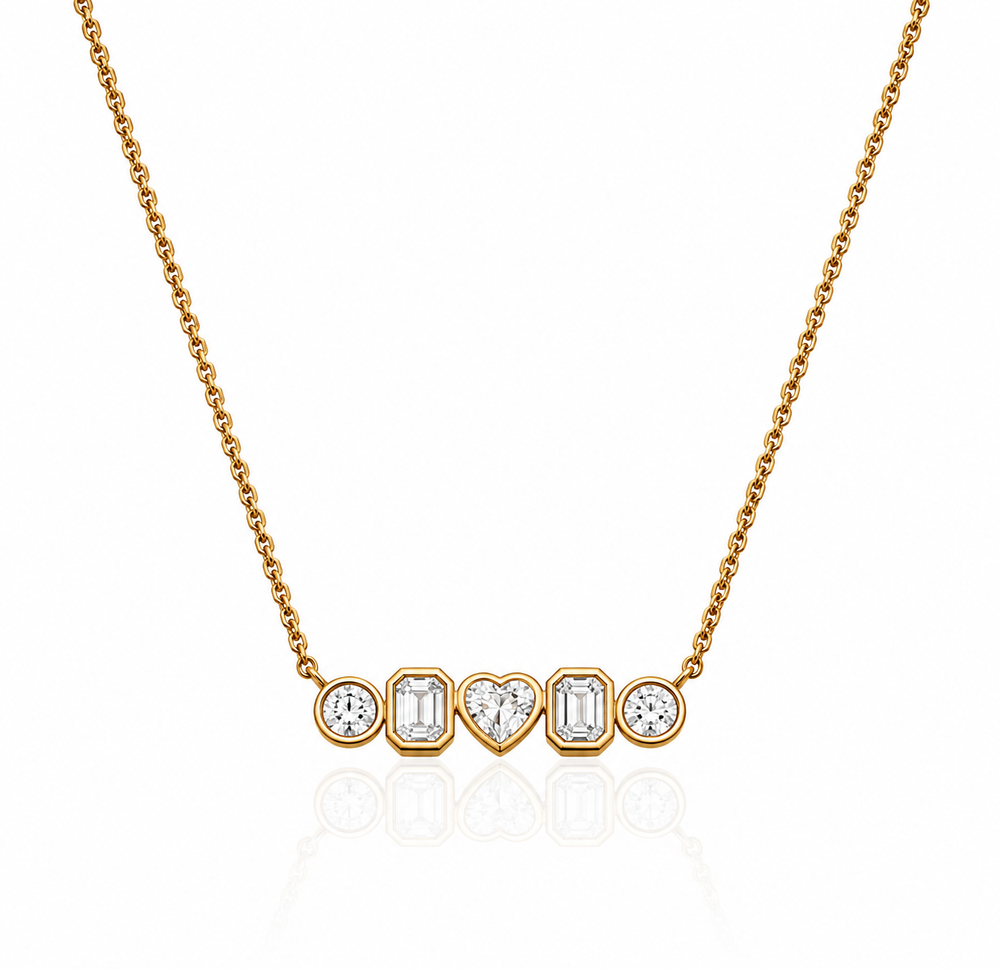 Celeste Charm Diamond Station Necklace in 18K Gold | Luxury Fine Jewellery
