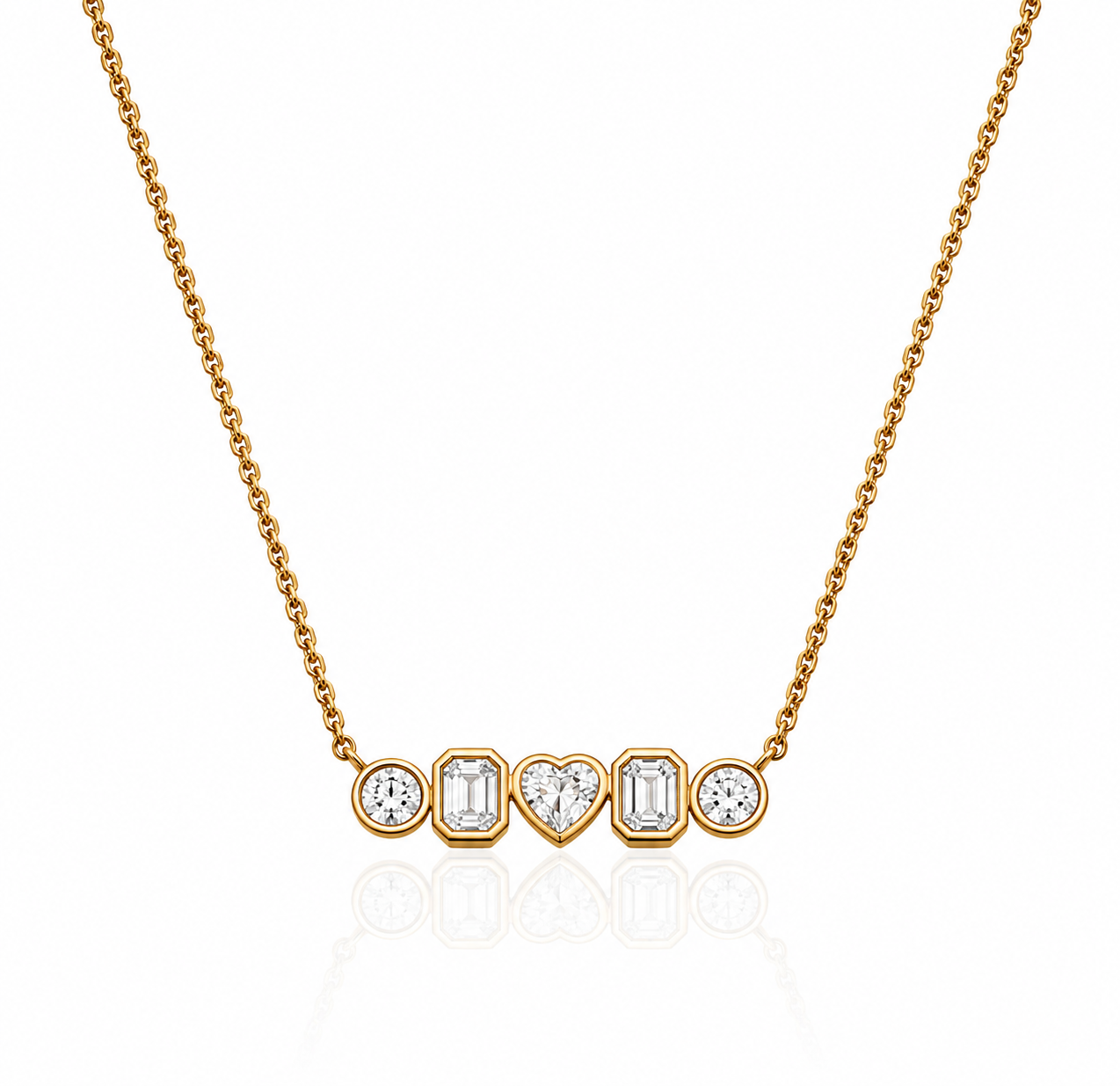 Celeste Charm Diamond Station Necklace in 18K Gold | Luxury Fine Jewellery