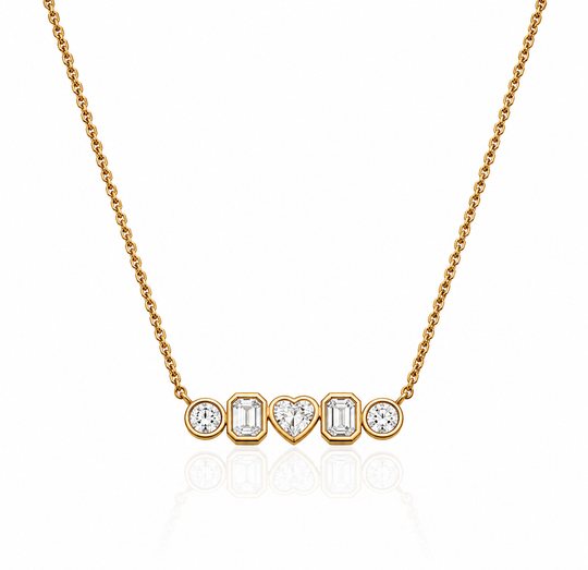 Celeste Charm Diamond Station Necklace in 18K Gold | Luxury Fine Jewellery