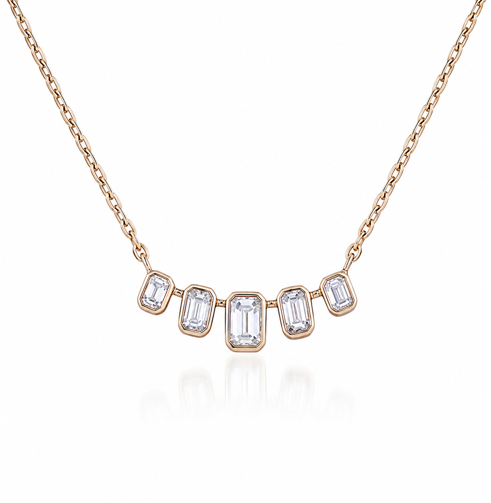 Tiara Emerald Diamond Pendant Necklace in 18K Gold