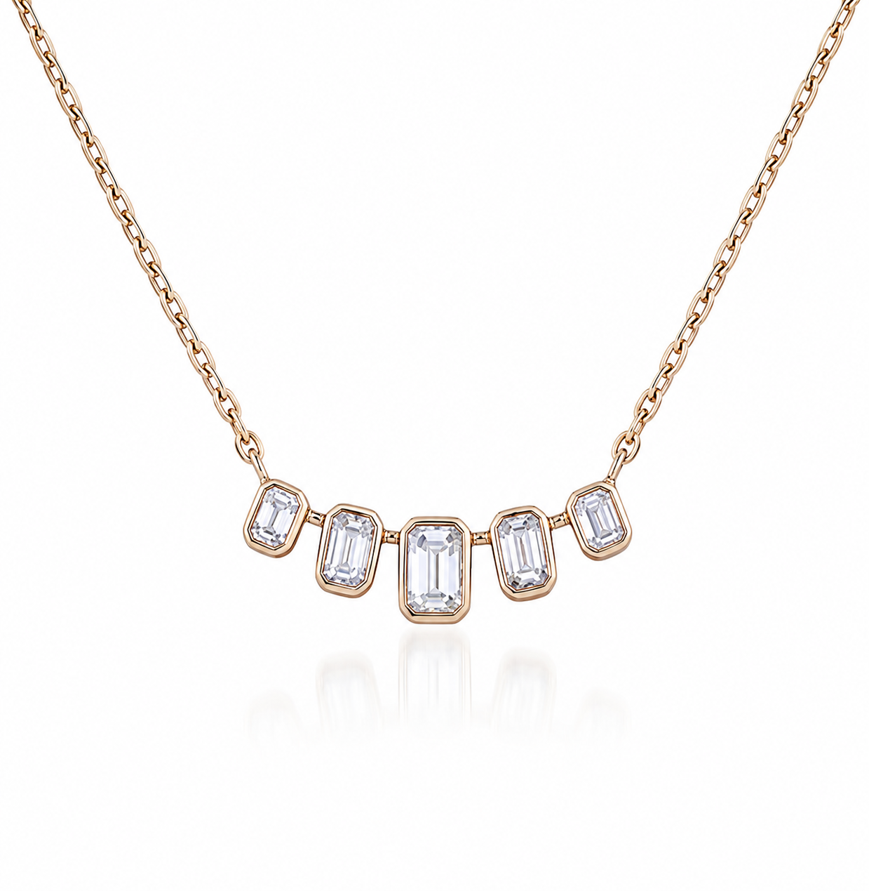 Tiara Emerald Diamond Pendant Necklace in 18K Gold