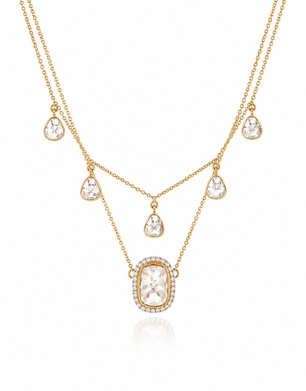 Izzari Celeste Layered Diamond Necklace in 18K Gold