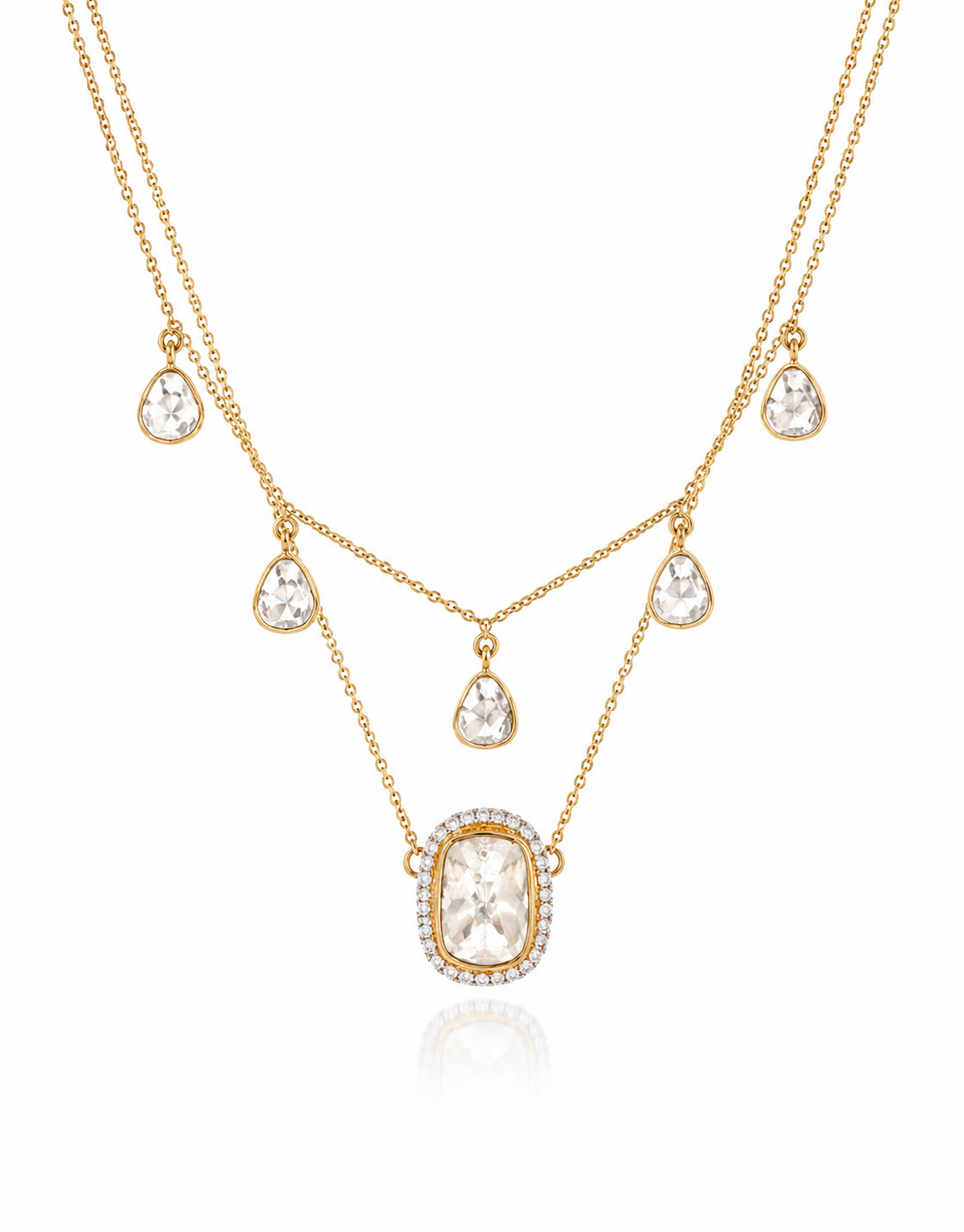 Izzari Celeste Layered Diamond Necklace in 18K Gold