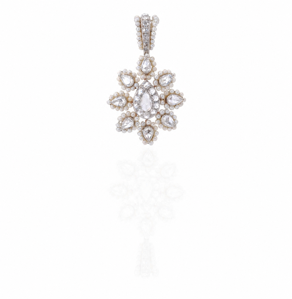 Rosé Fleur Rose Cut Diamond Pendant Necklace in 18K Gold | Luxury Fine Jewellery