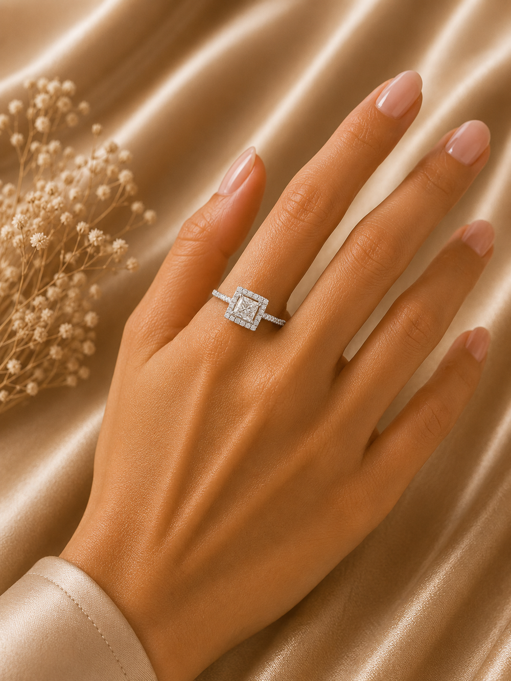 Asterica Asscher Solitaire Ring
