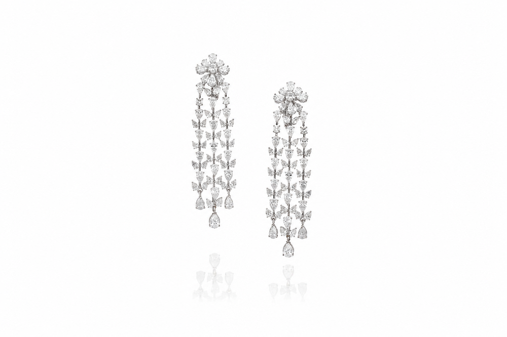 Lumière Royale Diamond Chandelier Earrings in 18K White Gold