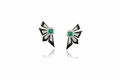 Émeraude Noir Diamond Fan Earrings in 18K White Gold
