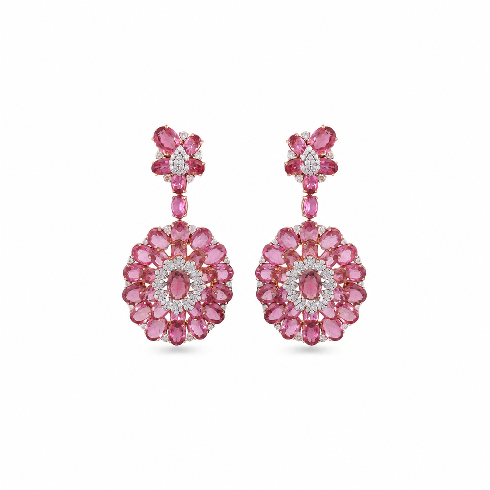 Rosé Petal Ruby Diamond Stud Earrings