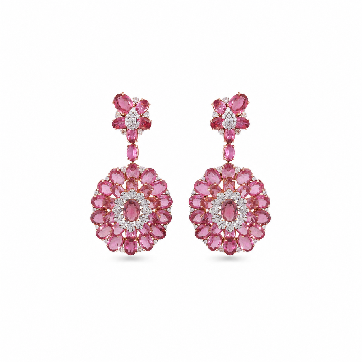 Rosé Petal Ruby Diamond Stud Earrings